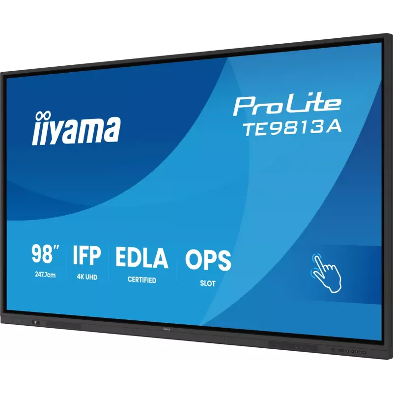 Display piatto interattivo IIYAMA TE9813A-B2AG 97,5 inch (2,48 m) 4K Ultra HD 500 cd/m² Wi-Fi Android 24/7 nero
