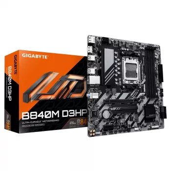 GIGABYTE B840M D3HP scheda madre - CPU AMD Ryzen 9000, VRM 8+2+2 fasi, fino a 8200MHz DDR5(O.C), 2xPCIe 4.0 M.2, LAN 1GbE, USB 3.2 Gen 2
