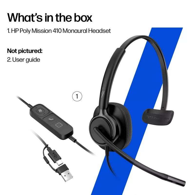Cuffie stereo con filo HP Poly Mission 425 Classic USB, over-ear, 126 g