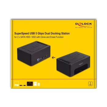 Case HDD/SSD DeLOCK 64187 nero 2,5/3,5 pollici 5 Gbit/s
