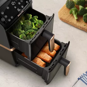 Philips serie 4000 Friggitrice ad aria Dual Stack cestello verticale 10L a installazione libera 2750 W friggitrice ad aria calda nero