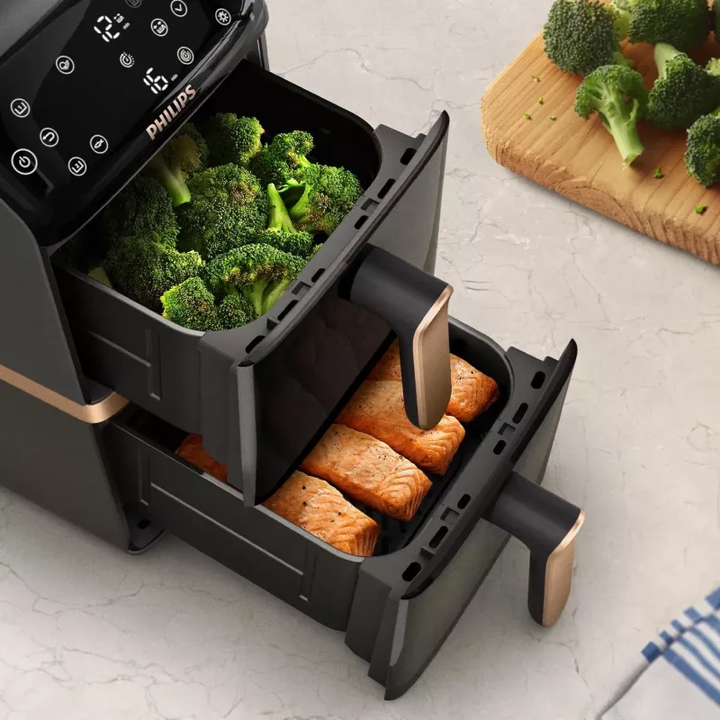 Philips serie 4000 Friggitrice ad aria Dual Stack cestello verticale 10L a installazione libera 2750 W friggitrice ad aria calda nero