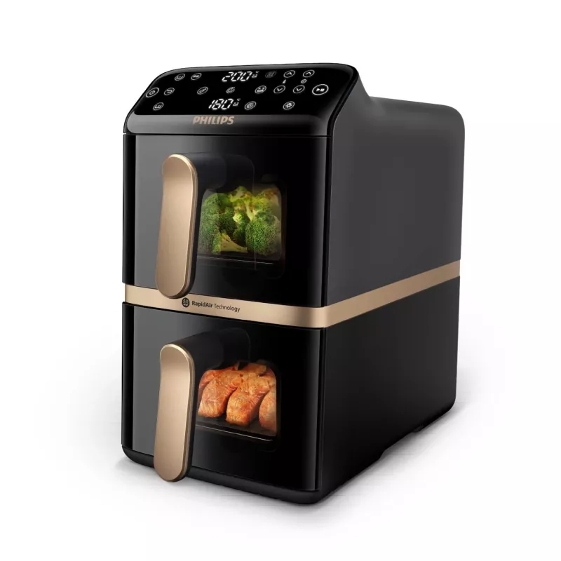 Philips serie 4000 Friggitrice ad aria Dual Stack cestello verticale 10L a installazione libera 2750 W friggitrice ad aria calda nero