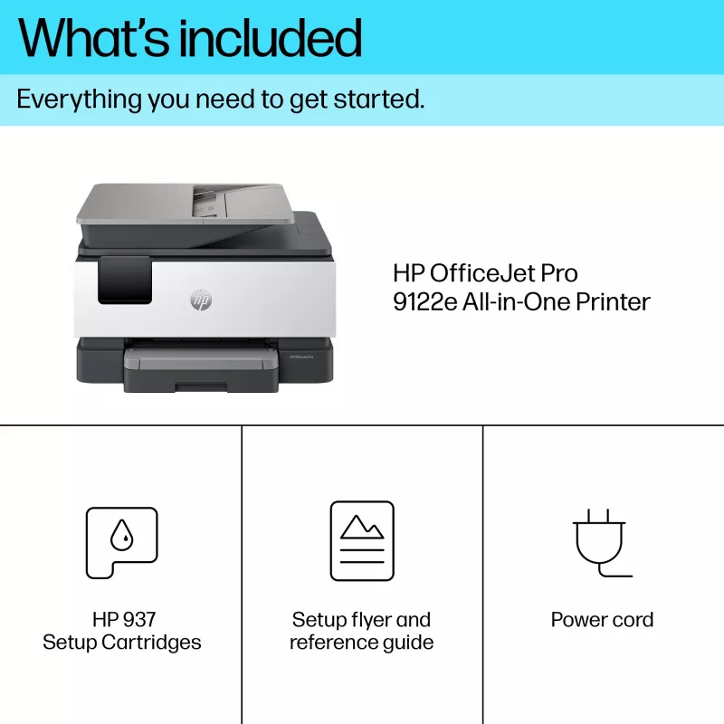 HP OfficeJet Pro 9122e Stampante wireless all-in-one a colori, Instant Ink; stampa fronte-retro