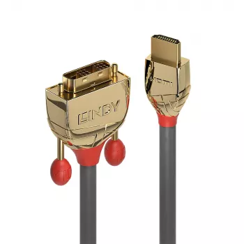 Lindy cavo HDMI su DVI-D 10 m, Gold Line, 10 m, HDMI Tipo A (standard), DVI-D, connettore maschio, connettore maschio, oro