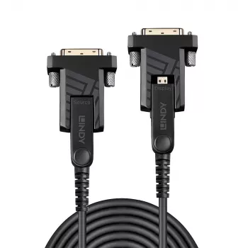 Lindy cavo micro-HDMI 18G ibrido in fibra ottica 40 m con connettori HDMI e DVI rimovibili