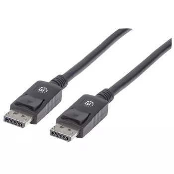 Manhattan Cavo DisplayPort 1.2, 4K@60hz, 1m, connettore maschio su connettore maschio, con blocco, completamente schermato, nero, garanzia a vita, corrisponde a DISPL1M