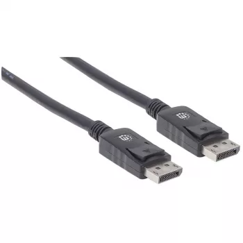 Manhattan Cavo DisplayPort 1.2, 4K@60hz, 1m, connettore maschio su connettore maschio, con blocco, completamente schermato, nero, garanzia a vita, corrisponde a DISPL1M