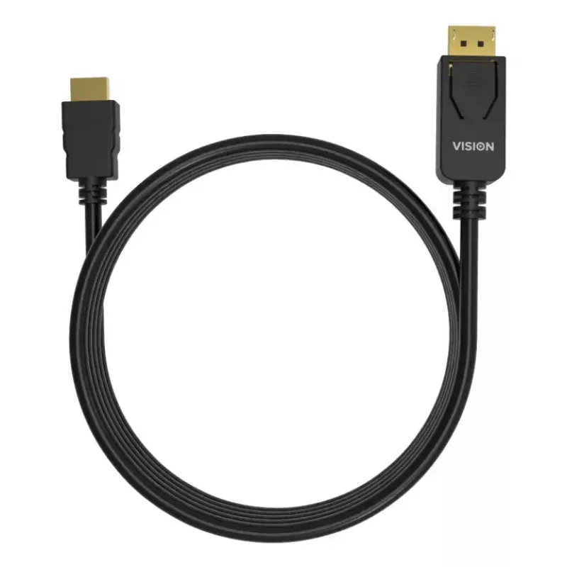 Adattatore cavo video VISION TC 2MDPHDMI8K/BL — 2 m DisplayPort su HDMI, 6 mm, nero