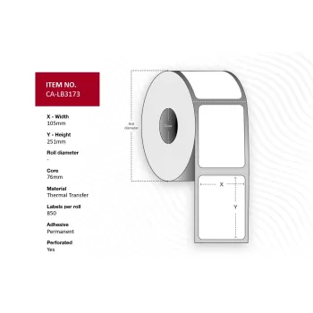 Rotolo di etichette per Capture CA-LB3173 – supporto etichette di ricambio, modello CA-LB3173