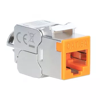 Intellinet Cat6a 10G Keystone Jack schermato slim senza attrezzi, arancione