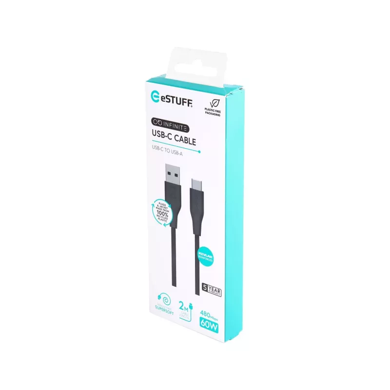 eSTUFF ES605280 Cavo USB USB 2.0 2 m USB-C USB-A nero