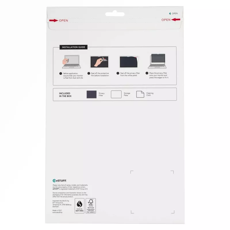 eSTUFF GLBW13286190 filtro privacy adesivo, 13,5 pollici, 3:2 (286 x 190 mm)