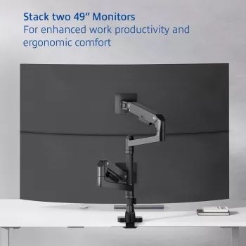 Braccio per monitor ACT 49 pollici Office Premium, a gas, montaggio su palo, 2 monitor
