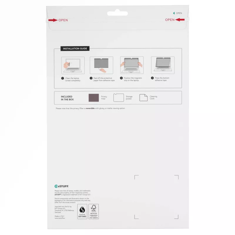 eSTUFF GLBMMB13 filtro privacy 33,8 cm (13,3 inch) per laptop filtro privacy senza cornice