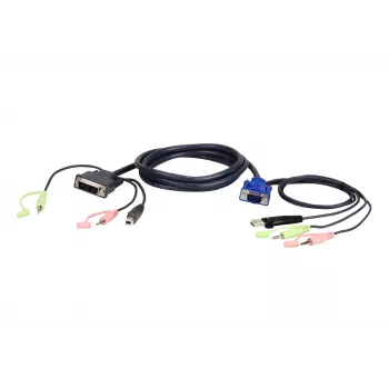 ATEN cavo KVM VGA USB su DVI 3m nero, blu, verde, rosa