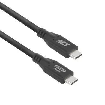 ACT Cavo USB4 20Gbps 240W USB Type-C, 2 metri, 2 m, USB C, USB C, USB4 Gen 2x2, 20 Gbit/s, nero
