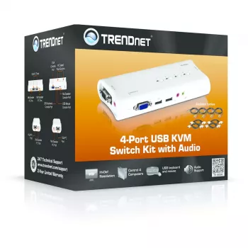 Switch KVM Trendnet TK-409K USB VGA 2048x1536 1,6 m con cavo blu
