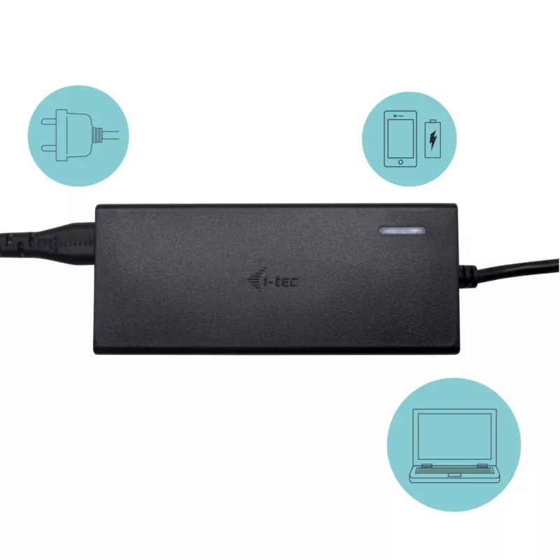 Dock USB-C Nano i-tec Metal HDMI/VGA con LAN + caricabatterie universale 77 W