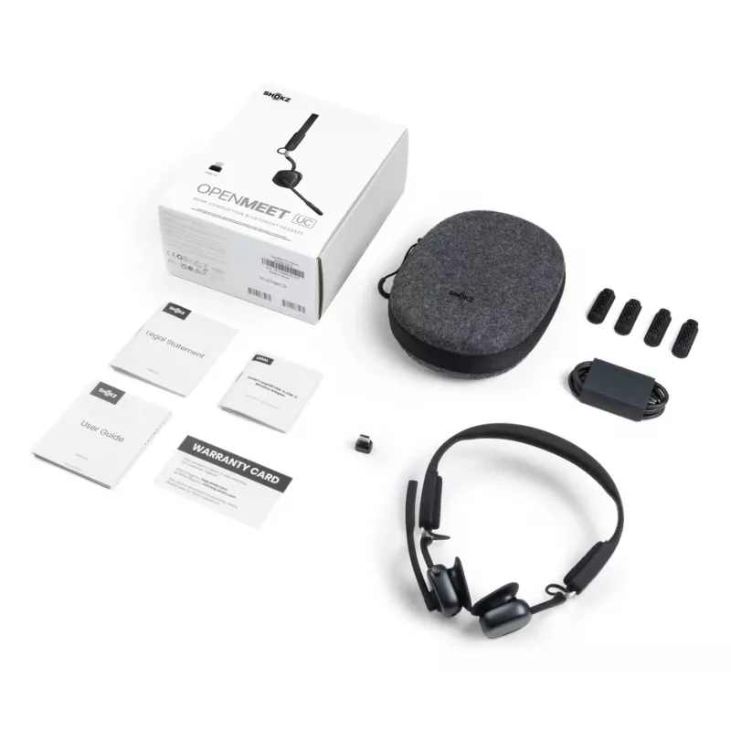SHOKZ OpenMeet UC headset wireless per videoconferenze a conduzione ossea Bluetooth con adattatore USB-C