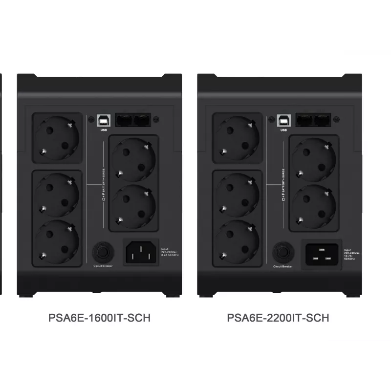 Vertiv PowerUPS 200 Essential PSA6E-1600IT-SCH, 1600VA/925W, Line-Interactive, 1,6 kVA, 925 W, sinusoidale, 140 V, 290 V