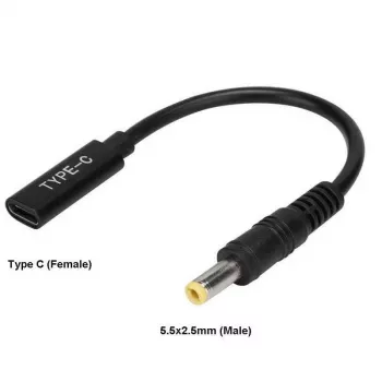 Adattatore per cavo USB C 5,5*2,5 mm CoreParts MBXUSBC-CO0005 nero