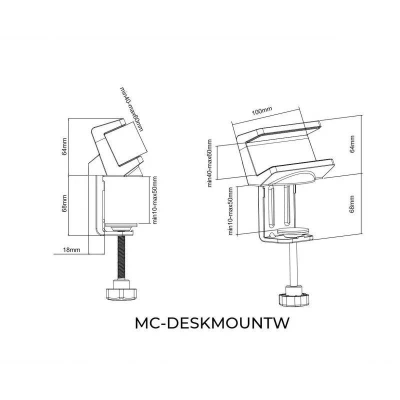 Morsetto da tavolo MicroConnect MC-DESKMOUNTW per ciabatte
