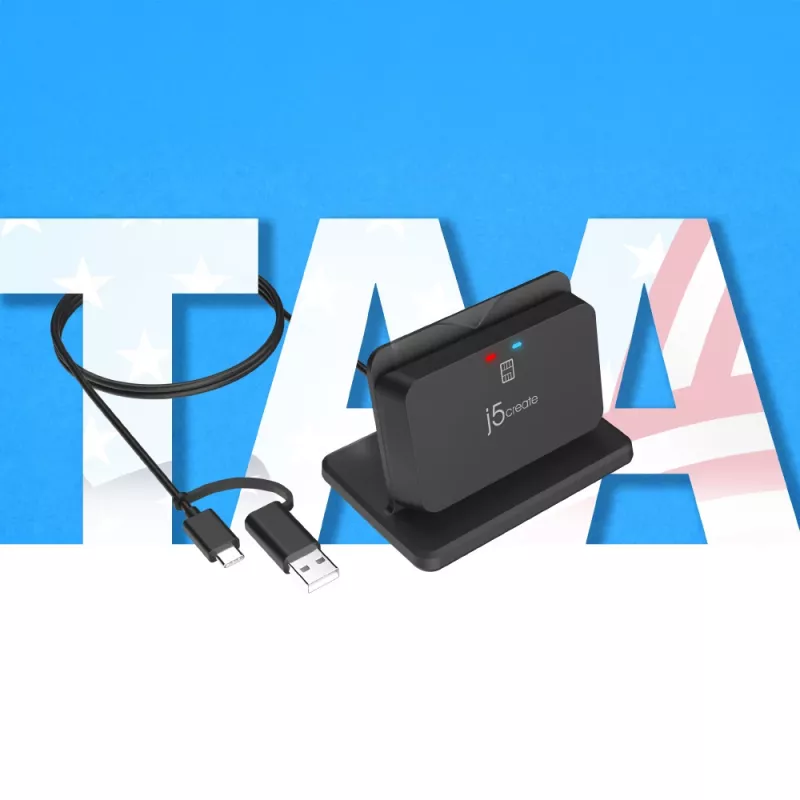 j5create JUR261 supporto USB™ Smart Card / CAC Reader, USB Type-A/USB Type-C, nero, 95 g