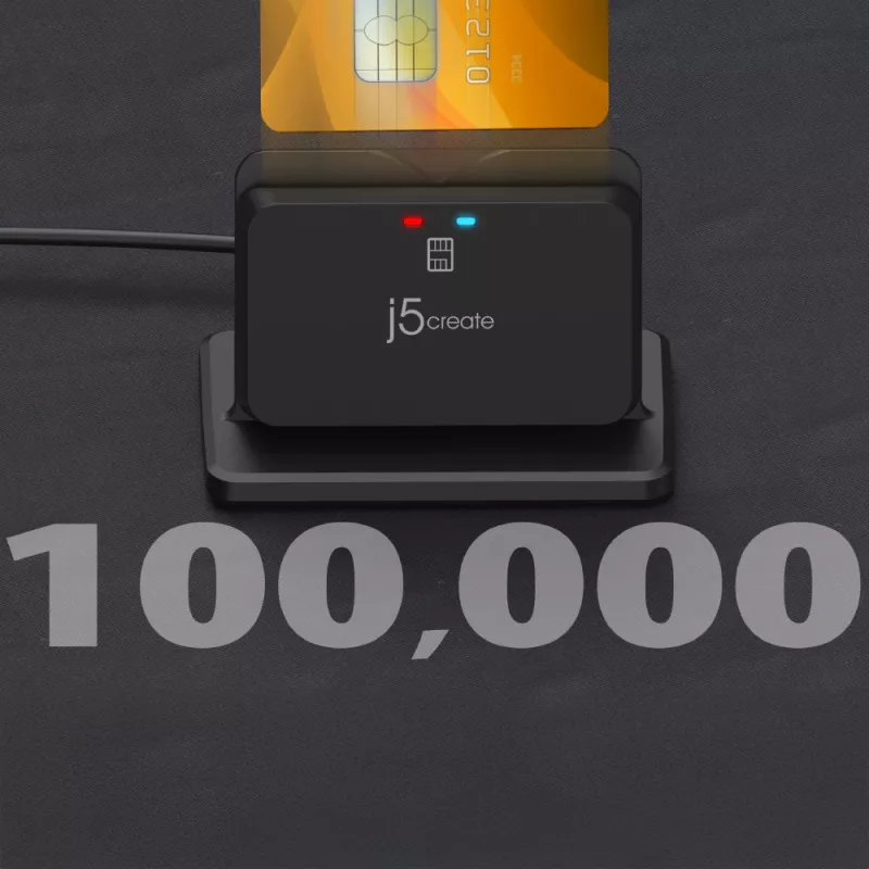 j5create JUR261 supporto USB™ Smart Card / CAC Reader, USB Type-A/USB Type-C, nero, 95 g