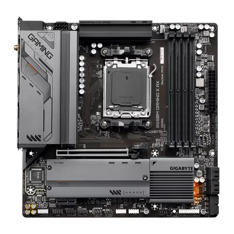 Scheda madre GIGABYTE B650M GAMING X AX — AMD B650, socket AM5, Micro ATX, DDR5, 4 DIMM, 2x M.2, Wi‑Fi 6E, 2.5GbE