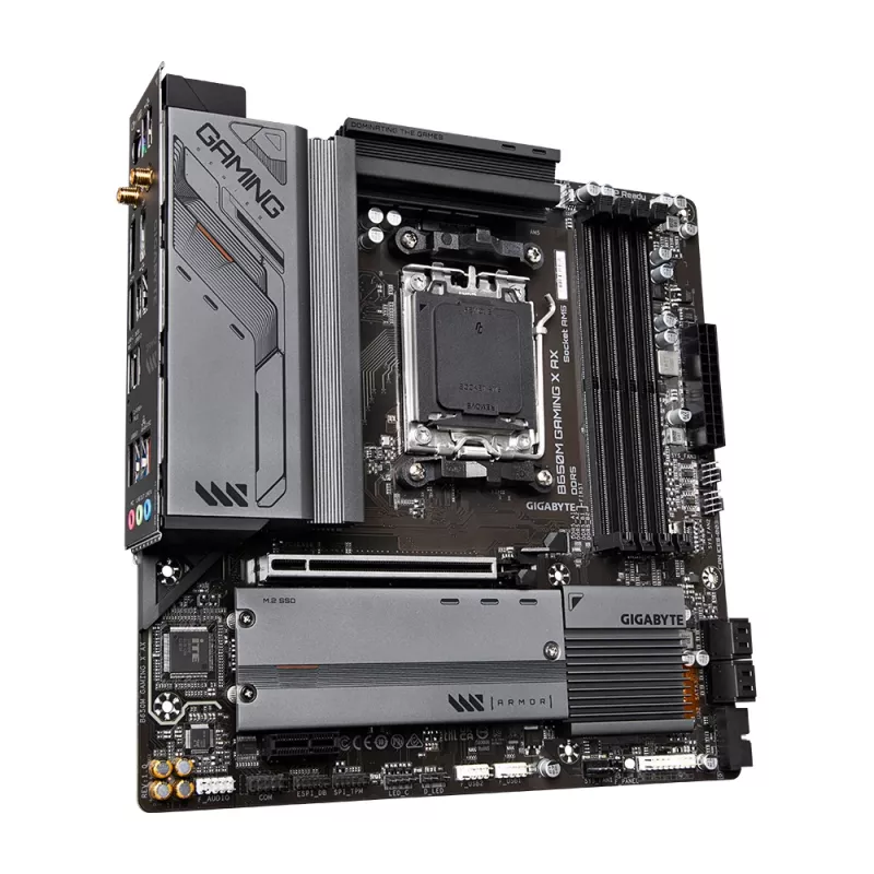 Scheda madre GIGABYTE B650M GAMING X AX — AMD B650, socket AM5, Micro ATX, DDR5, 4 DIMM, 2x M.2, Wi‑Fi 6E, 2.5GbE