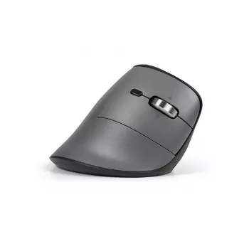 Mouse BakkerElkhuizen FastForward Pro, per destrimani, design verticale, ottico, RF wireless + Bluetooth + USB Type-C, 5000 DPI, nero, grigio