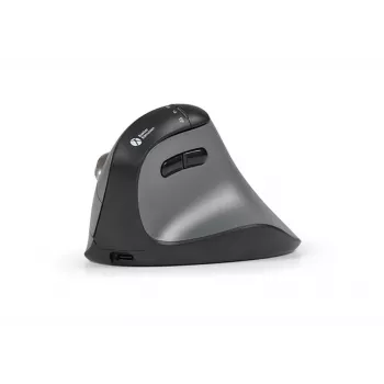 Mouse BakkerElkhuizen FastForward Pro, per destrimani, design verticale, ottico, RF wireless + Bluetooth + USB Type-C, 5000 DPI, nero, grigio