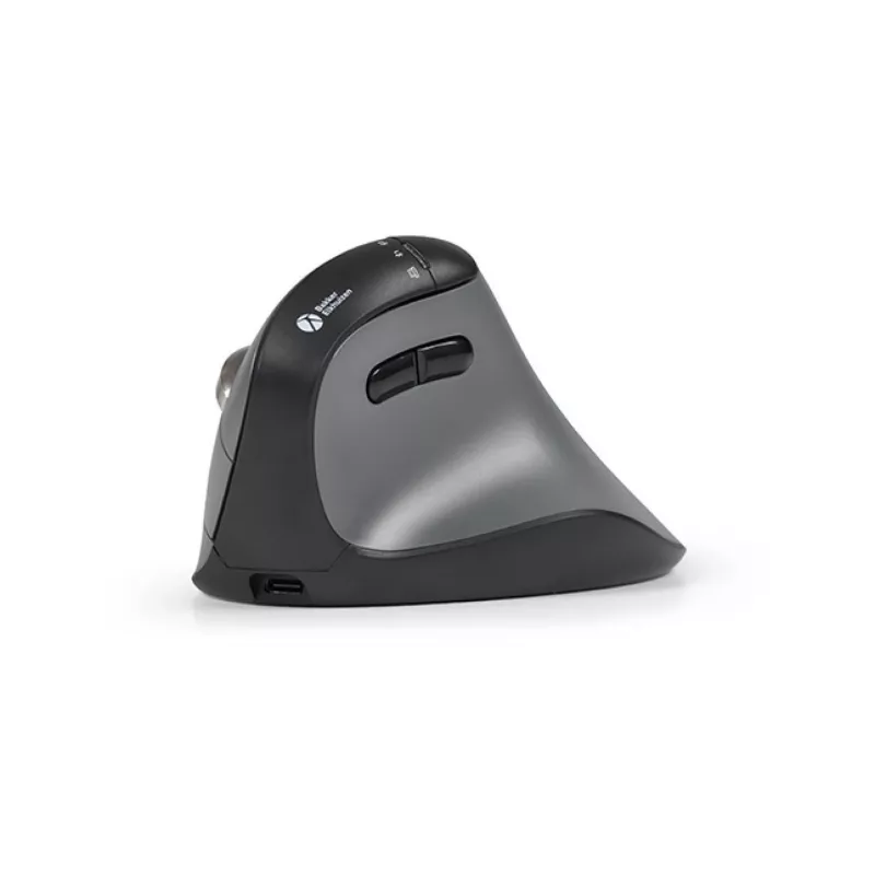 Mouse BakkerElkhuizen FastForward Pro, per destrimani, design verticale, ottico, RF wireless + Bluetooth + USB Type-C, 5000 DPI, nero, grigio