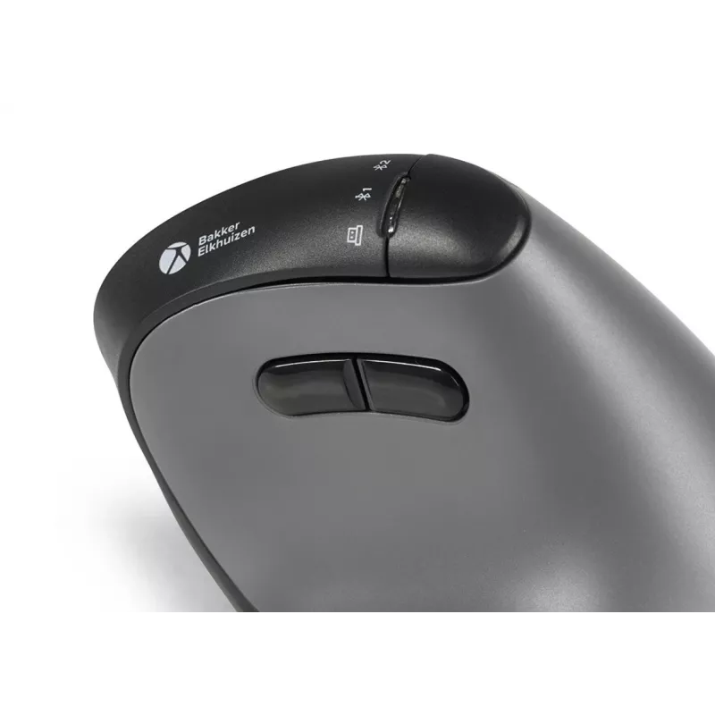 Mouse BakkerElkhuizen FastForward Pro, per destrimani, design verticale, ottico, RF wireless + Bluetooth + USB Type-C, 5000 DPI, nero, grigio