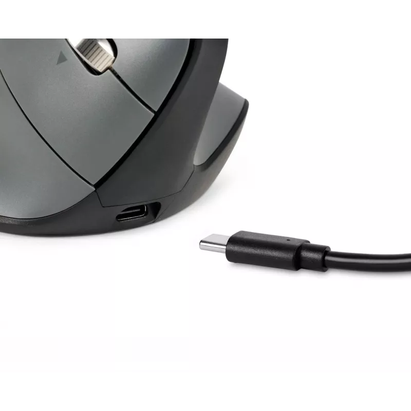 Mouse BakkerElkhuizen FastForward Pro, per destrimani, design verticale, ottico, RF wireless + Bluetooth + USB Type-C, 5000 DPI, nero, grigio