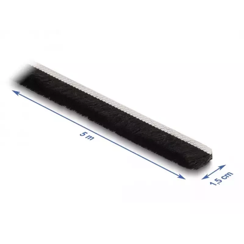 Barra con setole DeLOCK autoadesiva 15 mm lunghezza 5 m nero