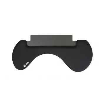 BakkerElkhuizen ErgoSlider+ poggiaavambracci asimmetrico, nero, grigio scuro, giallo, truciolare, plastica, poliuretano (PU), acciaio, fissaggio a morsa, Taiwan, 310 mm, 665 mm