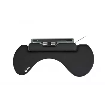 BakkerElkhuizen ErgoSlider+ poggiaavambracci asimmetrico, nero, grigio scuro, giallo, truciolare, plastica, poliuretano (PU), acciaio, fissaggio a morsa, Taiwan, 310 mm, 665 mm