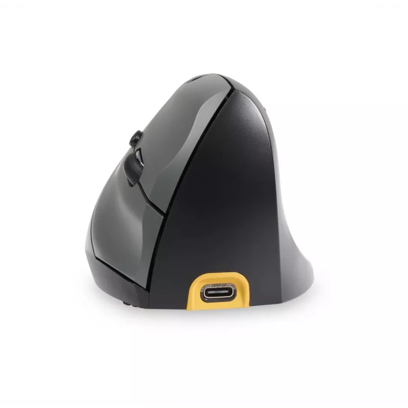 BakkerElkhuizen Handshake Mouse destro, per destrimani, design verticale, ottico, RF Wireless + Bluetooth + USB Type-C, 6400 DPI, nero, grigio