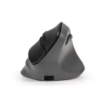 BakkerElkhuizen PRF Pro Mouse destro, per destrimani, design verticale, ottico, RF Wireless + Bluetooth + USB Type-C, 2400 DPI, nero, grigio