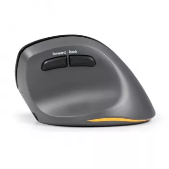 BakkerElkhuizen PRF Pro Mouse destro, per destrimani, design verticale, ottico, RF Wireless + Bluetooth + USB Type-C, 2400 DPI, nero, grigio