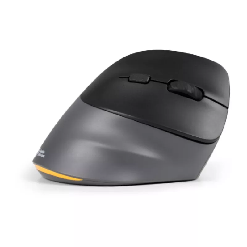 BakkerElkhuizen PRF Pro Mouse destro, per destrimani, design verticale, ottico, RF Wireless + Bluetooth + USB Type-C, 2400 DPI, nero, grigio