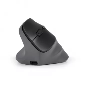 BakkerElkhuizen PRF Pro Mouse sinistro, per mancini, design verticale, ottico, RF Wireless + Bluetooth + USB Type-C, 2400 DPI, nero, grigio