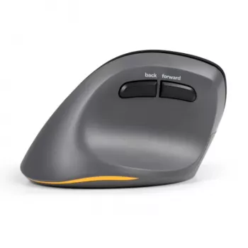 BakkerElkhuizen PRF Pro Mouse sinistro, per mancini, design verticale, ottico, RF Wireless + Bluetooth + USB Type-C, 2400 DPI, nero, grigio
