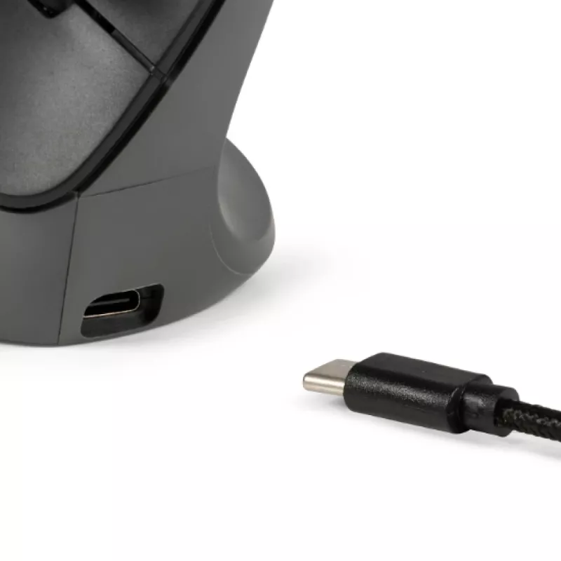BakkerElkhuizen PRF Pro Mouse sinistro, per mancini, design verticale, ottico, RF Wireless + Bluetooth + USB Type-C, 2400 DPI, nero, grigio