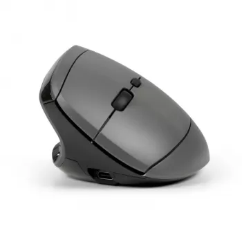 BakkerElkhuizen MidWay Mouse sinistro, per mancini, design verticale, ottico, RF Wireless + Bluetooth + USB Type-C, 2400 DPI, grigio, nero