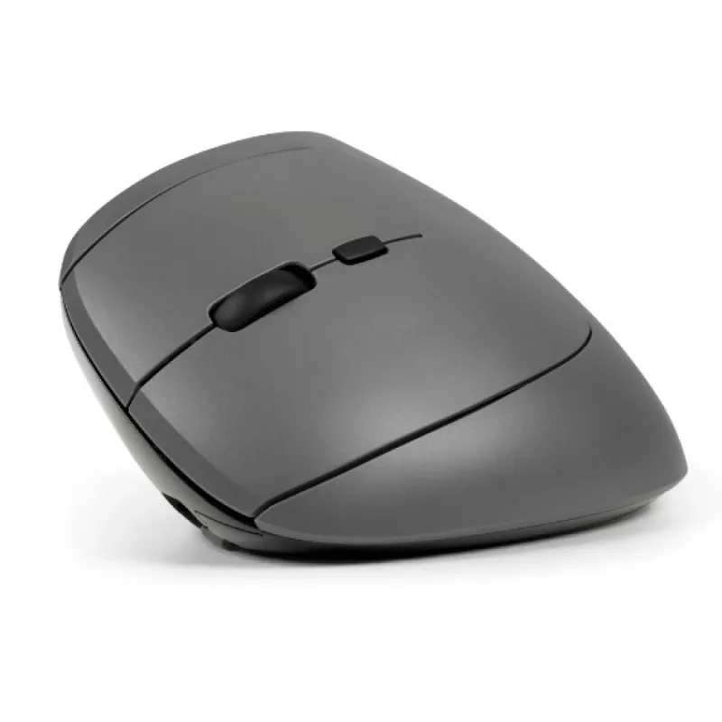 BakkerElkhuizen MidWay Mouse sinistro, per mancini, design verticale, ottico, RF Wireless + Bluetooth + USB Type-C, 2400 DPI, grigio, nero