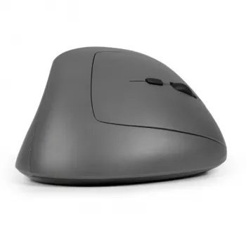 BakkerElkhuizen MidWay Mouse destro, per destrimani, design verticale, ottico, RF Wireless + Bluetooth + USB Type-C, 2400 DPI, grigio, nero
