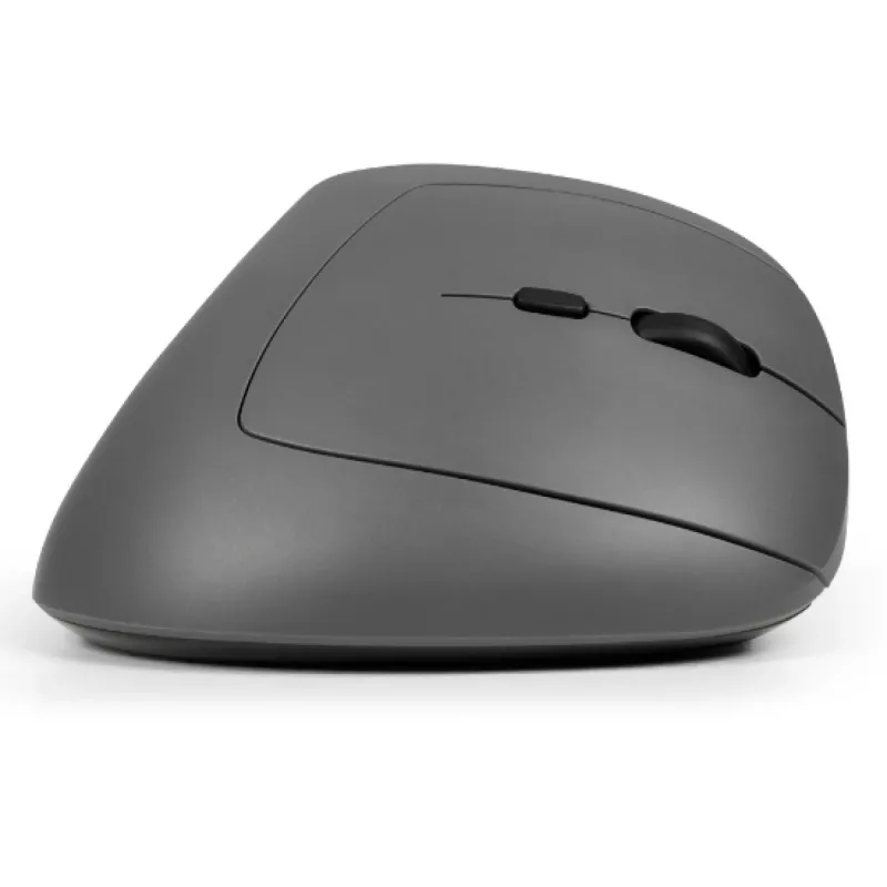 BakkerElkhuizen MidWay Mouse destro, per destrimani, design verticale, ottico, RF Wireless + Bluetooth + USB Type-C, 2400 DPI, grigio, nero